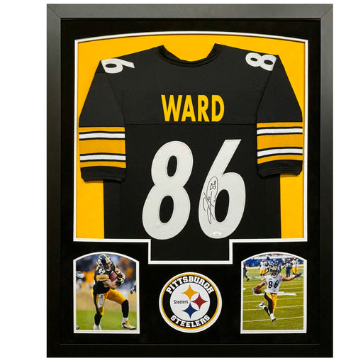Hines Ward Signed Black Custom Suede Matte Framed Football Jersey
