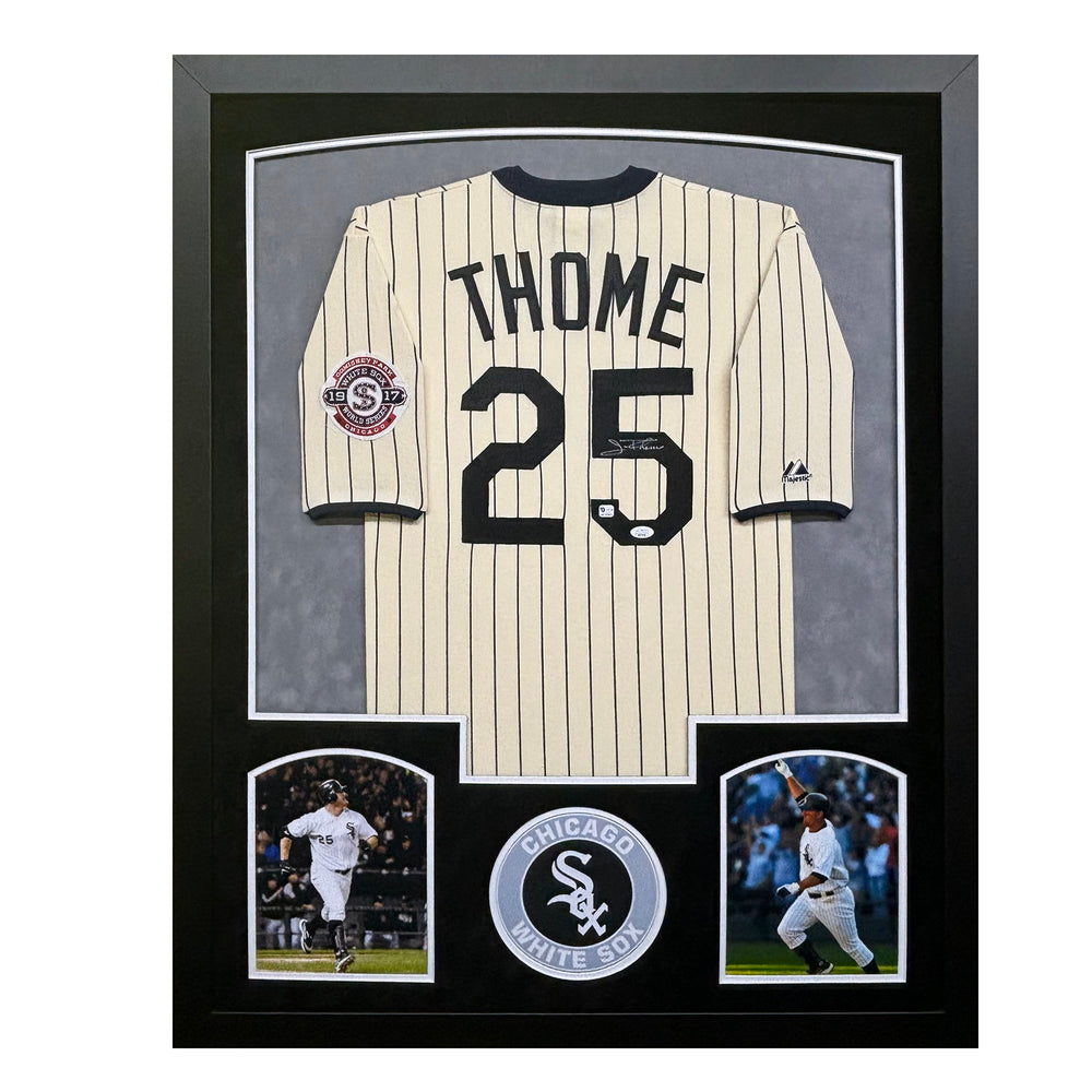 Jim Thome Signed Chicago White Sox World Series Custom Suede Matte Framed Baseball Jersey (JSA)