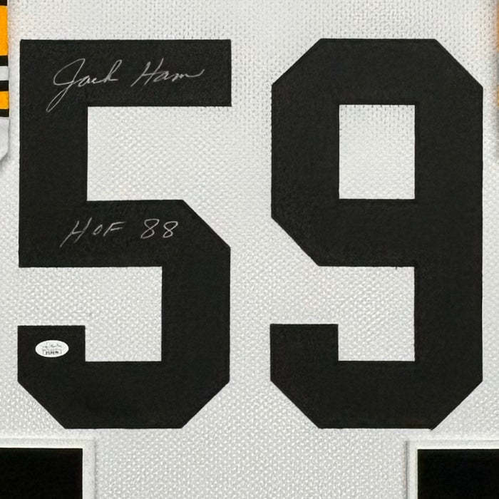 Jack Ham Signed White HOF 88 Custom Suede Matte Framed Football Jersey (JSA)