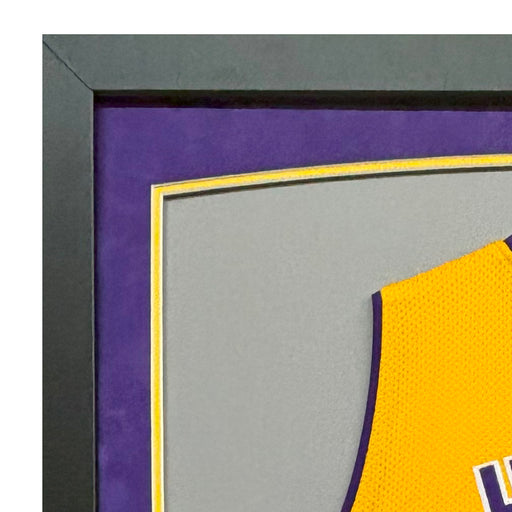 Robert Horry Signed Los Angeles Yellow Custom Suede Matte Framed Basketball Jersey (Beckett)