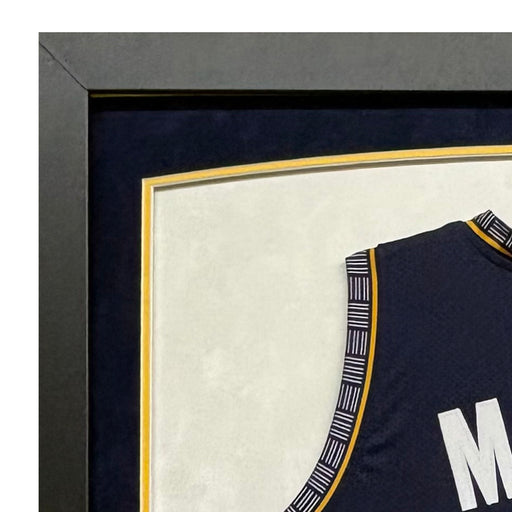 Ja Morant Signed Memphis Blue Custom Suede Matte Framed Basketball Jersey (Beckett)