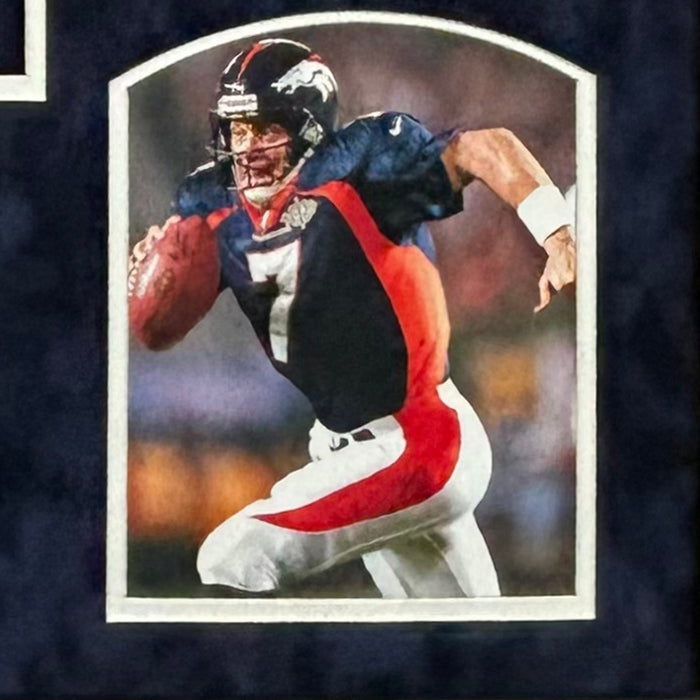 John Elway Signed Denver Blue Custom Suede Matte Framed Football Jersey (Beckett)