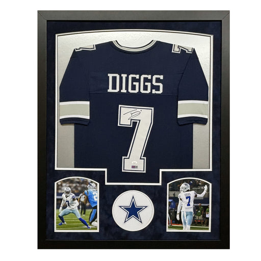 Trevon Diggs Signed Dallas Blue Custom Suede Matte Framed Football Jersey (JSA)