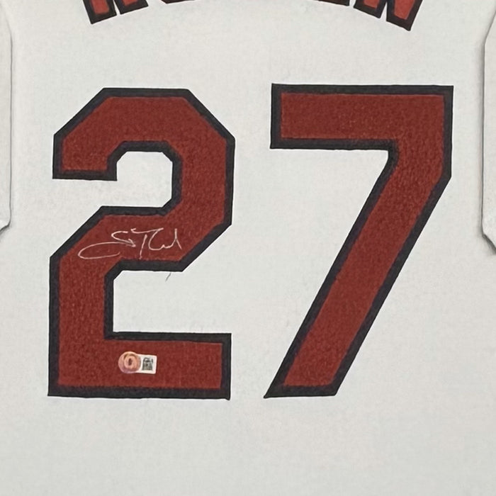 Scott Rolen Signed St. Louis White Custom Suede Matte Framed Baseball Jersey (Beckett)