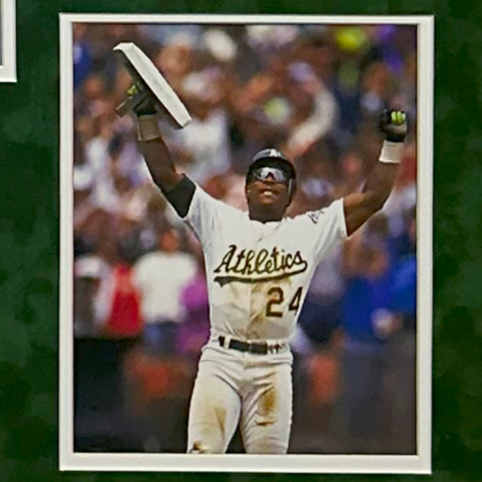 Rickey Henderson Signed Oakland White Custom Double-Suede Framed baseball Jersey (JSA)