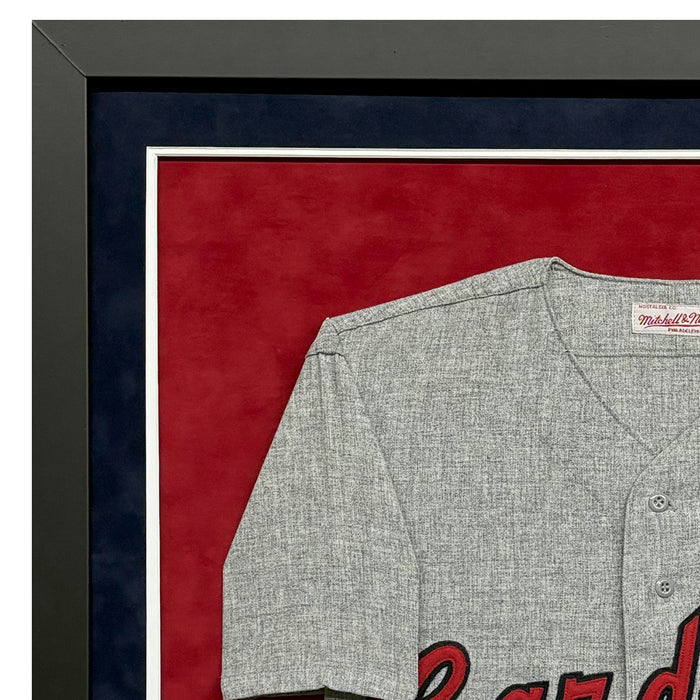 Stan Musial Signed HOF 69 St. Louis Cardinals Grey Custom Suede Matte Framed Baseball Jersey (PSA)