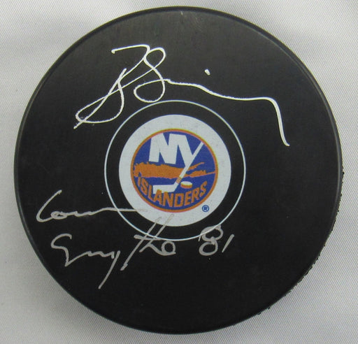 Butch Goring Signed Auto Islanders Puck w/ Insc Steiner COA