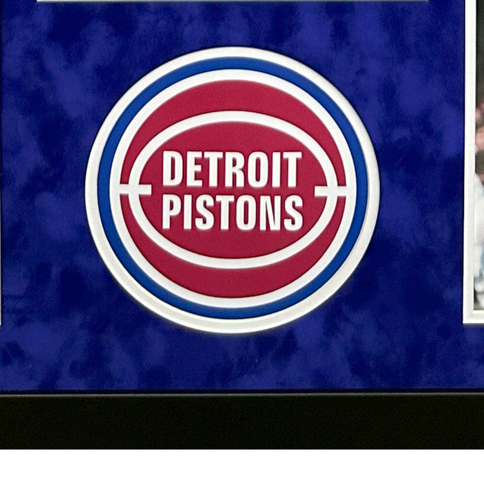 Isiah Thomas Signed Detroit Blue Custom Suede Matte Framed Basketball Jersey