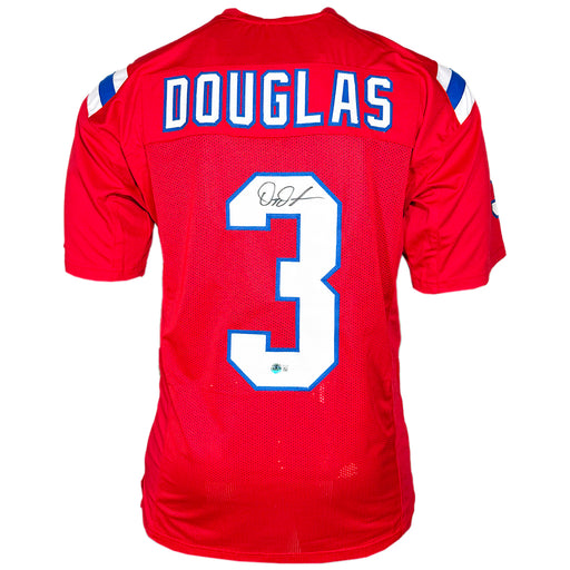 Demario Douglas Signed New England Red Football Jersey (Beckett)