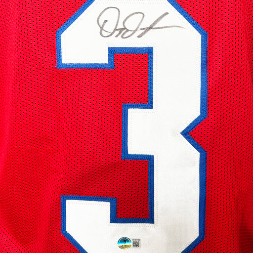Demario Douglas Signed New England Red Football Jersey (Beckett)