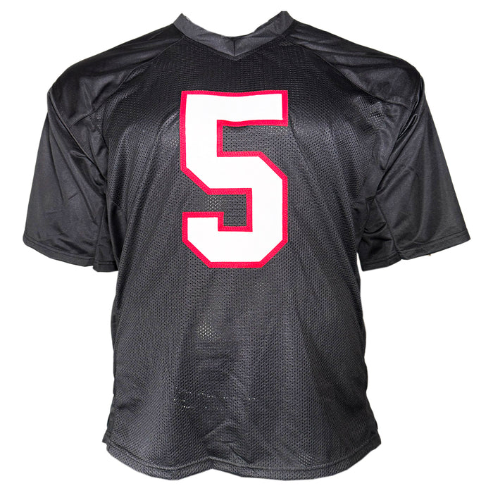 Morten Andersen Signed HOF 2017 Inscription Atlanta Black Football Jersey (JSA)