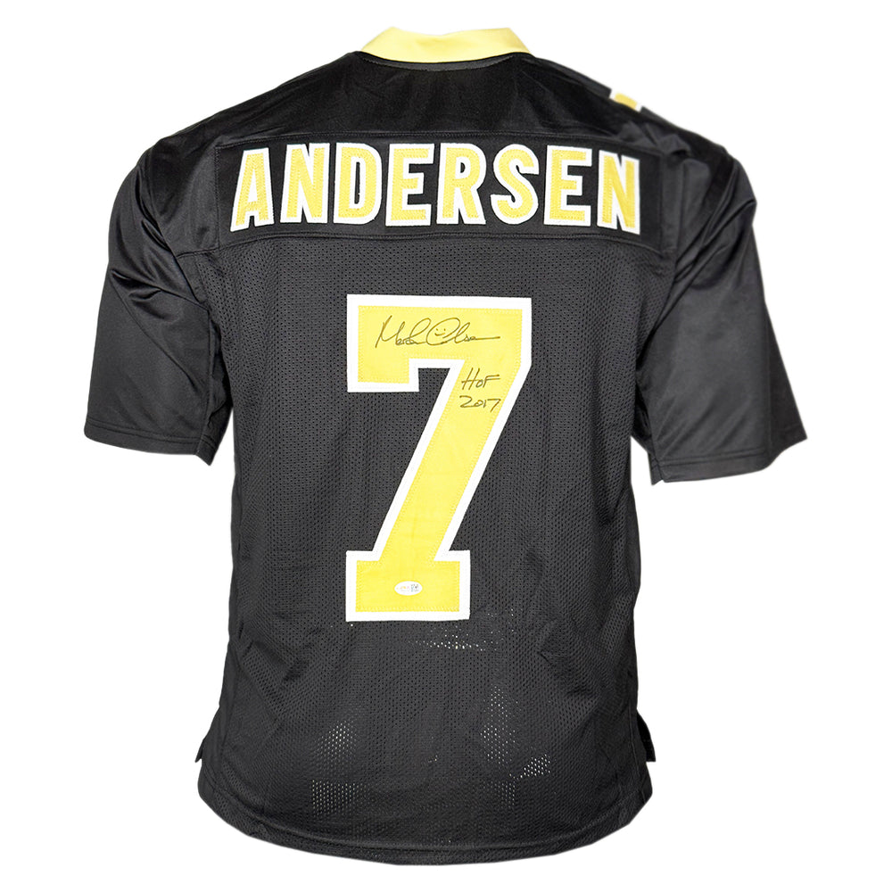 Morten Andersen Signed HOF 2017 Inscription New Orleans Black Football Jersey (JSA)