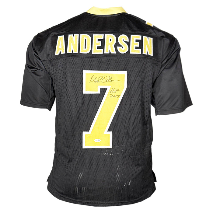 Morten Andersen Signed HOF 2017 Inscription New Orleans Black Football Jersey (JSA)
