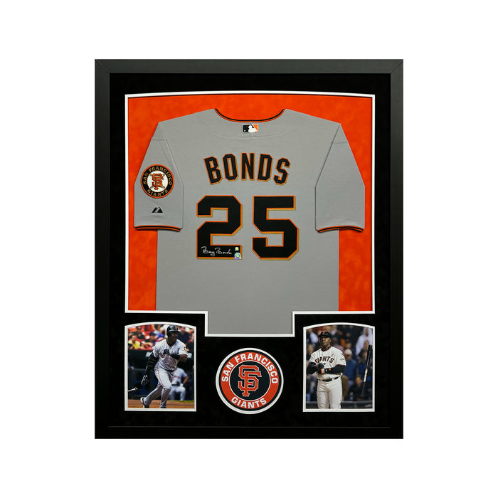 Barry Bonds Signed Authentic Giants Custom Suede Matte Framed Baseball Jersey