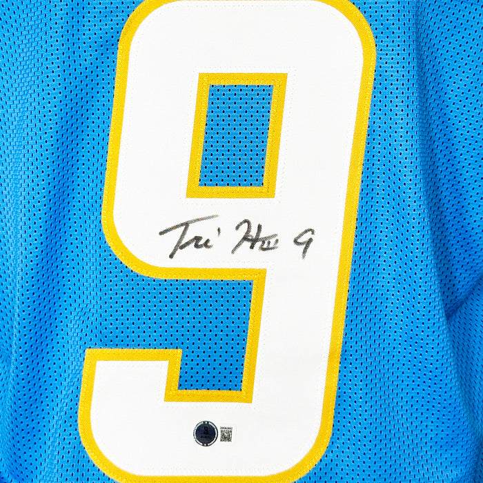 Tre Harris Signed Los Angeles Light Blue Football Jersey (Beckett)