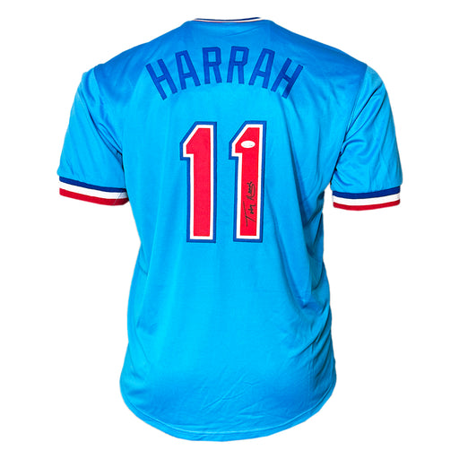 Toby Harrah Signed Texas Blue Baseball Jersey (JSA)