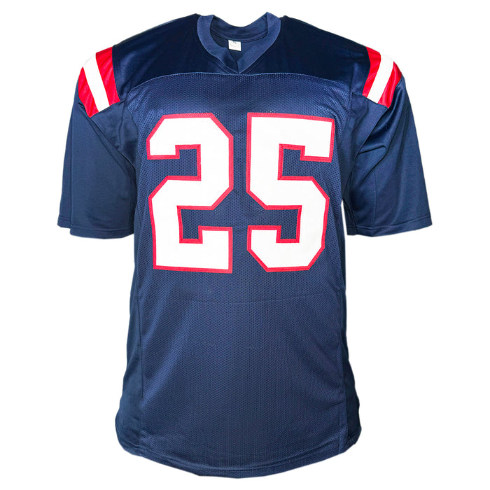 Marcus Jones Signed New England Blue Football Jersey (Beckett)