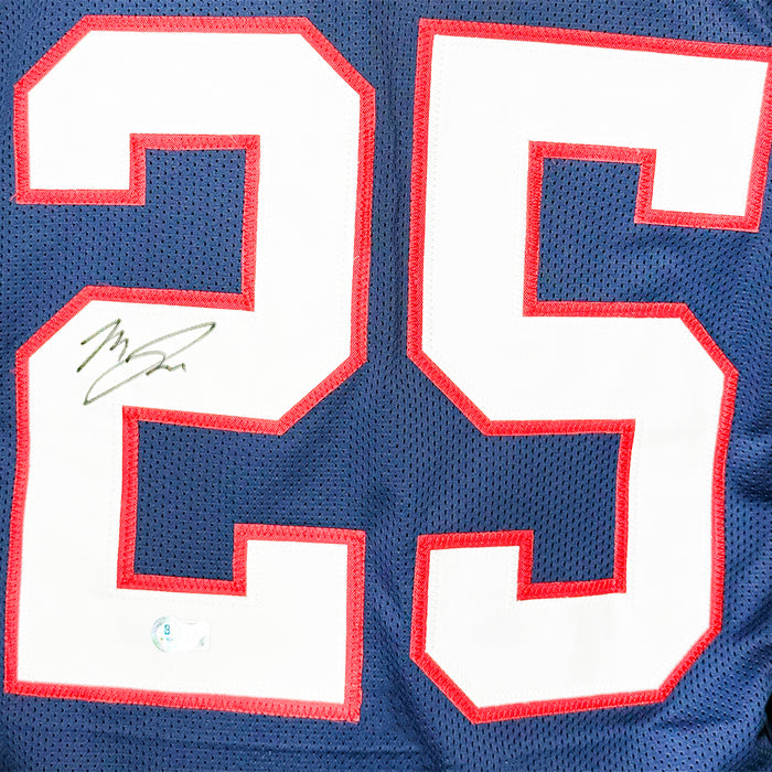 Marcus Jones Signed New England Blue Football Jersey (Beckett)