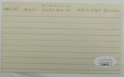 Waite Hoyt Signed Index Card JSA EE98576