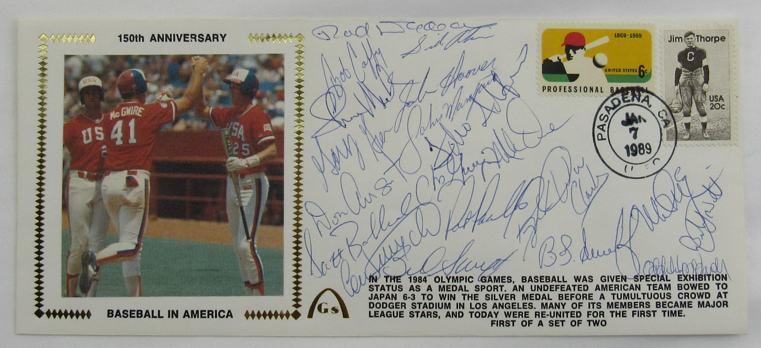 1984 Olympic Baseball Team USA 21 Signed 4x9 Envelope JSA LOA YY80116