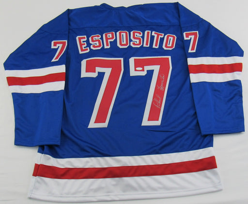 Phil Esposito Signed Replica Rangers Jersey Insc JSA Certified