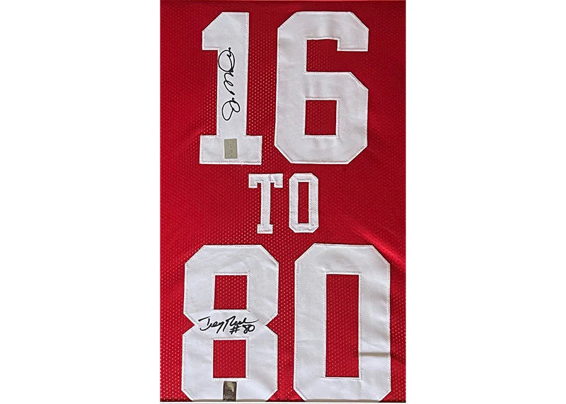 Jerry Rice Joe Montana Signed San Francisco Framed Jersey 34x42 (JSA)