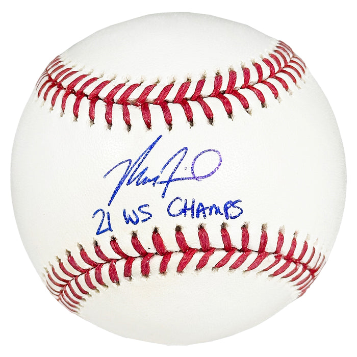 Max Fried Signed 21 WS Champs Inscription Rawlings Official Major League Baseball (Fanatics/MLB)