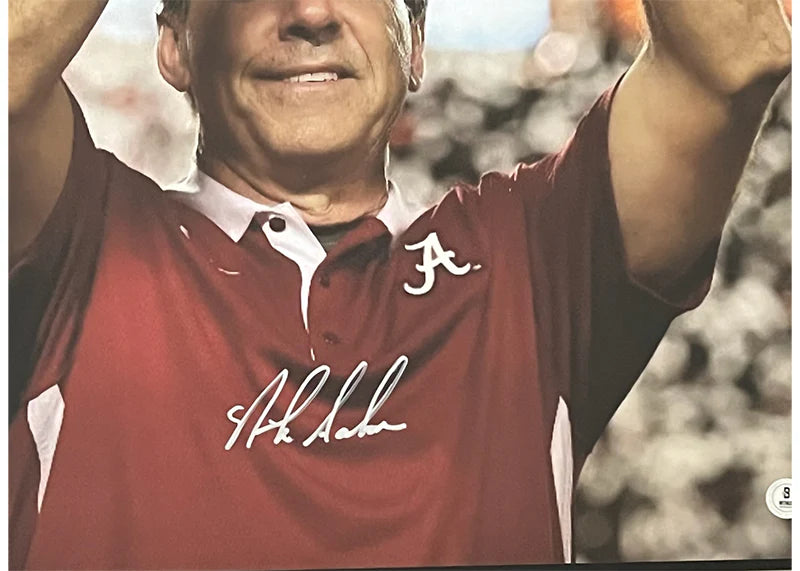 Nick Saban Signed Alabama College 3D Light Up Framed Football 16x20 Photo (Beckett)