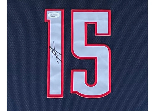 Nikola Jokic Signed Denver Blue Framed Jersey Basketball 34x42 Photo (JSA)