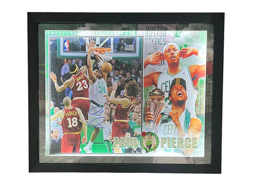 Paul Pierce Signed Boston Dunk on LeBron Framed 3D 33x27 Basketball Photo (Beckett)
