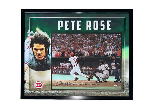 Pete Rose Signed 4192 Hit King 9/11/85 Inscription 3D Framed Baseball 16x20 Photo (JSA)
