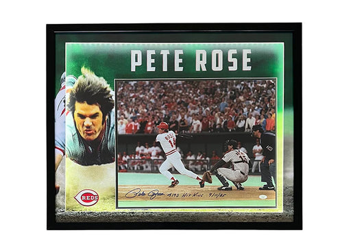 Pete Rose Signed 4192 Hit King 9/11/85 Inscription 3D Framed Baseball 16x20 Photo (JSA)