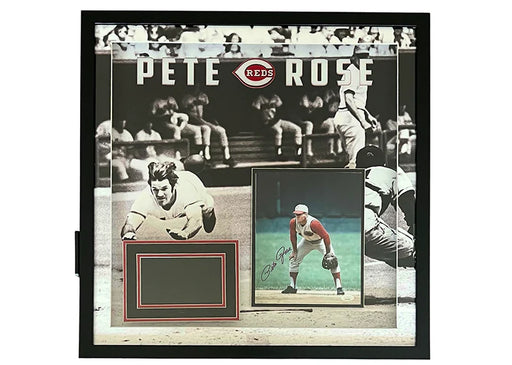 Pete Rose Signed 3D with Playable Video Framed Baseball 25x25 Photo (JSA)