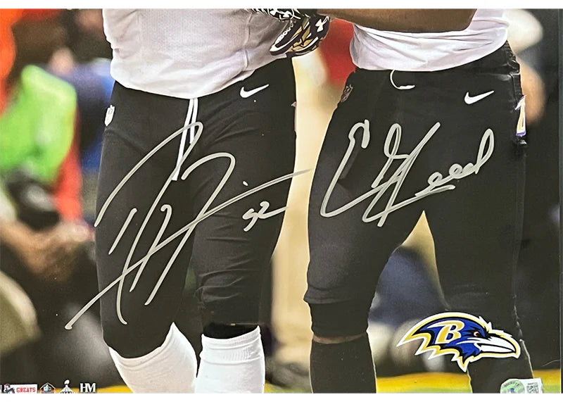 Ray Lewis Ed Reed Signed Baltimore 3D Light Up Framed Football 16x20 Photo (Beckett)