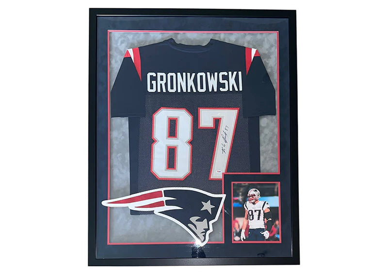 Rob Gronkowski Signed New England Framed Jersey 34x42 (PSA)