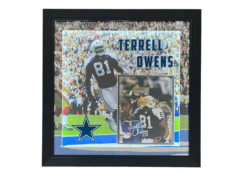Terrell Owens Signed Dallas 3D Light Up Framed Football 23x23 Photo (JSA)