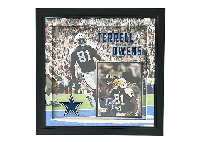 Terrell Owens Signed Dallas 3D Light Up Framed Football 23x23 Photo (JSA)