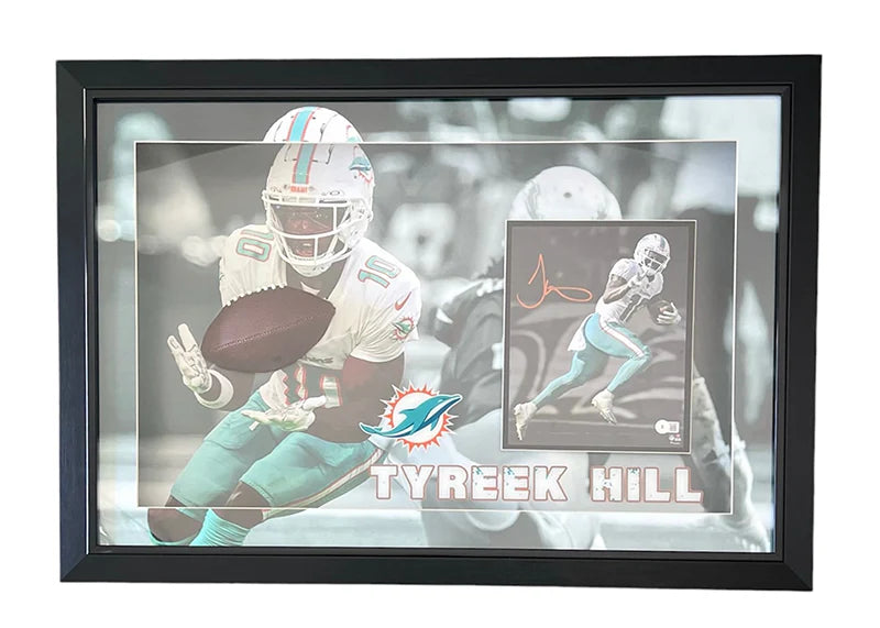 Tyreek Hill Signed Miami 3D Light Up Framed Football 33x23 Photo (Beckett)