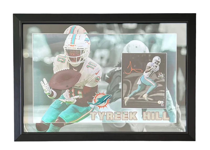 Tyreek Hill Signed Miami 3D Light Up Framed Football 33x23 Photo (Beckett)