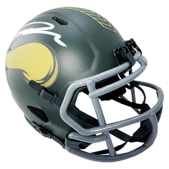 Jordan Addison Signed Minnesota Vikings Salute to Service 2025 Mini Football Helmet (JSA)