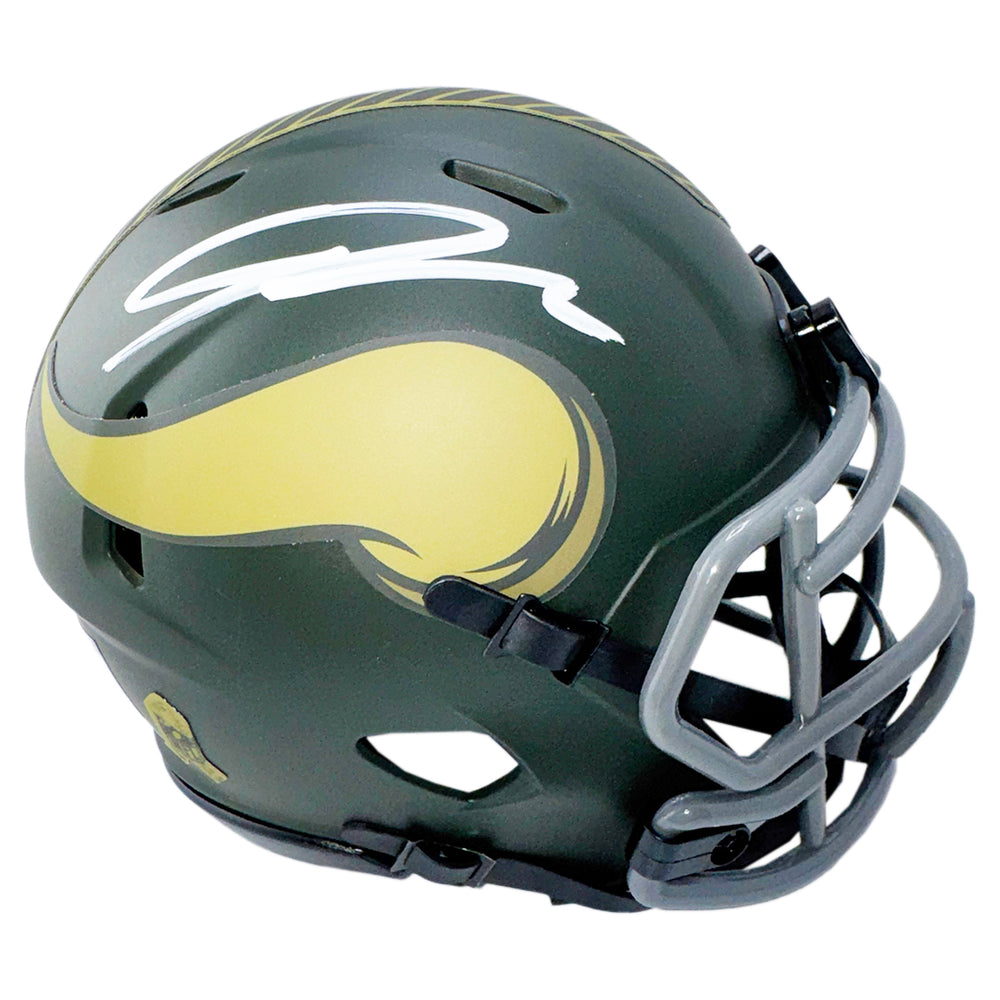 Jordan Addison Signed Minnesota Vikings Salute to Service 2025 Mini Football Helmet (JSA)
