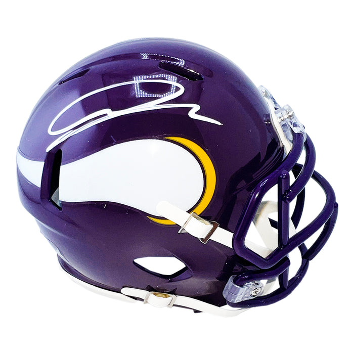 Jordan Addison Signed Minnesota Vikings Throwback 83-01 Speed Mini Football Helmet (JSA)