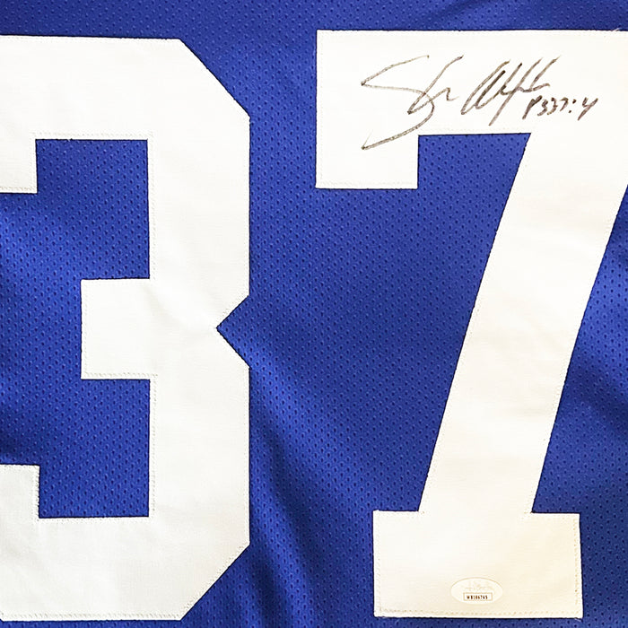 Shaun Alexander Signed Psalms Inscription Seattle Royal Blue Football Jersey (BECKETT)