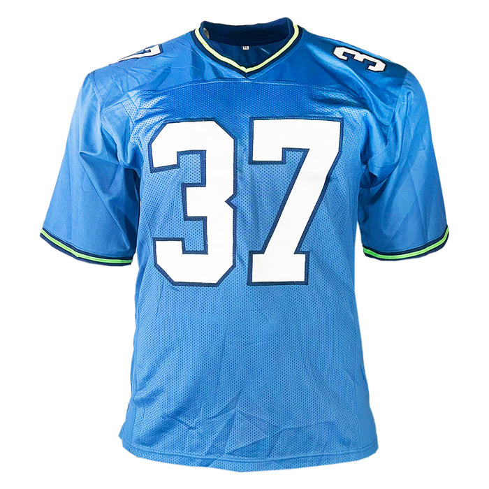 Shaun Alexander Signed Psalms Inscription Seattle Light Blue Football Jersey (Beckett)
