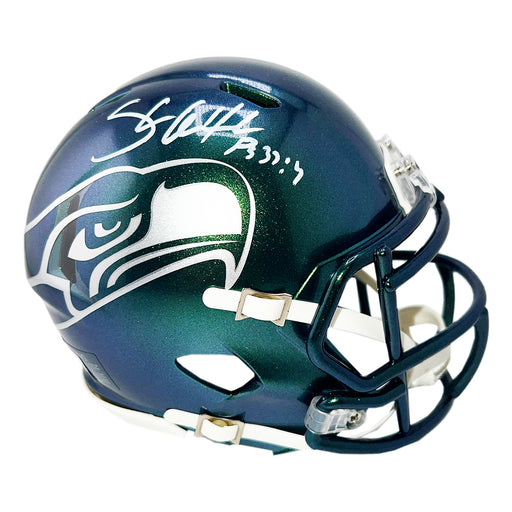 Shaun Alexander Signed Psalm Inscription Seattle Seahawks Speed Rivalries Mini Football Helmet (Beckett)
