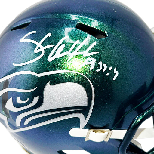 Shaun Alexander Signed Psalm Inscription Seattle Seahawks Speed Rivalries Mini Football Helmet (Beckett)