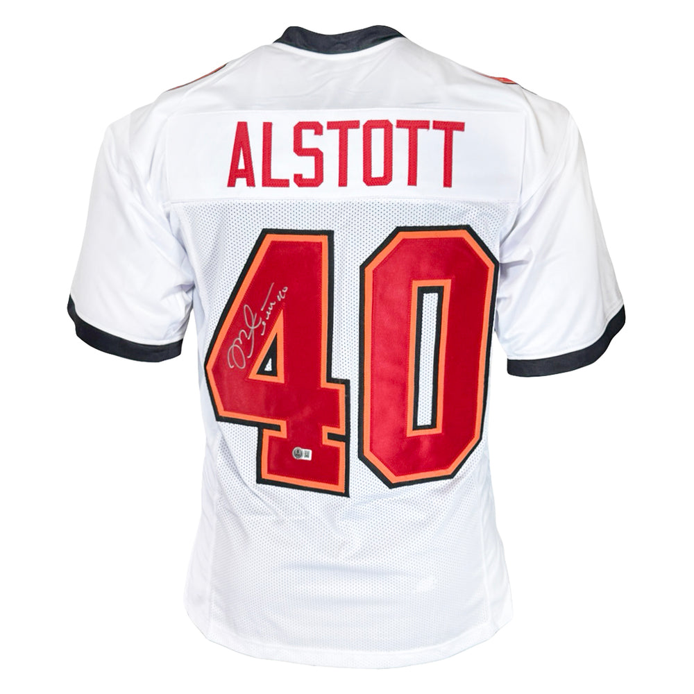 Mike Alstott Signed Tampa Bay White Football Jersey (Beckett)