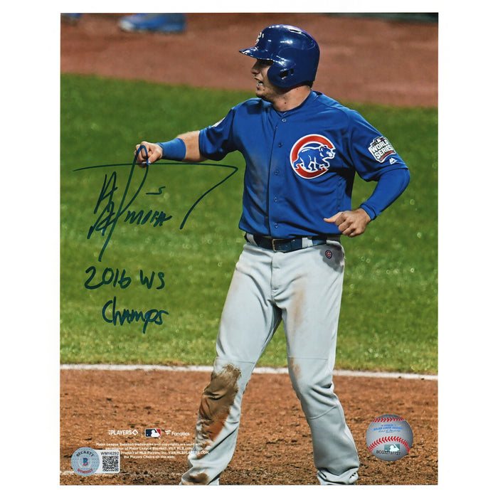 Albert Amora Signed 2016 WS Champs Inscription Pose 1-3 Baseball 8x10 Photo (Beckett)