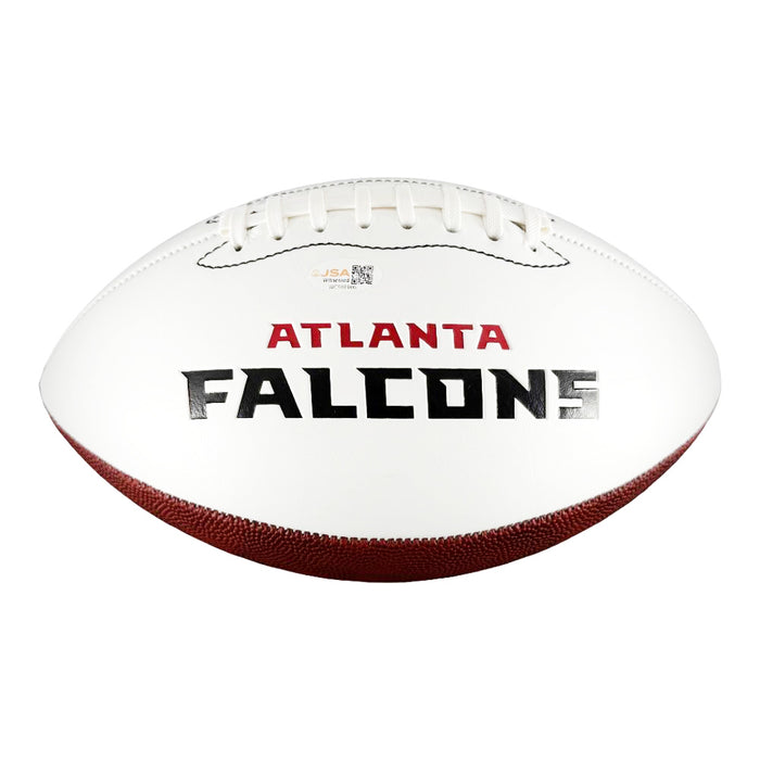 Morten Andersen Signed HOF 2017 Inscription Atlanta Falcons Official NFL Team Logo Football (JSA)