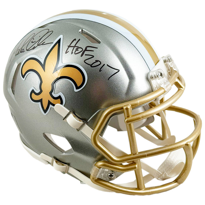 Morten Andersen Signed HOF 2017 Inscription New Orleans Saints Flash Mini Football Helmet (JSA)